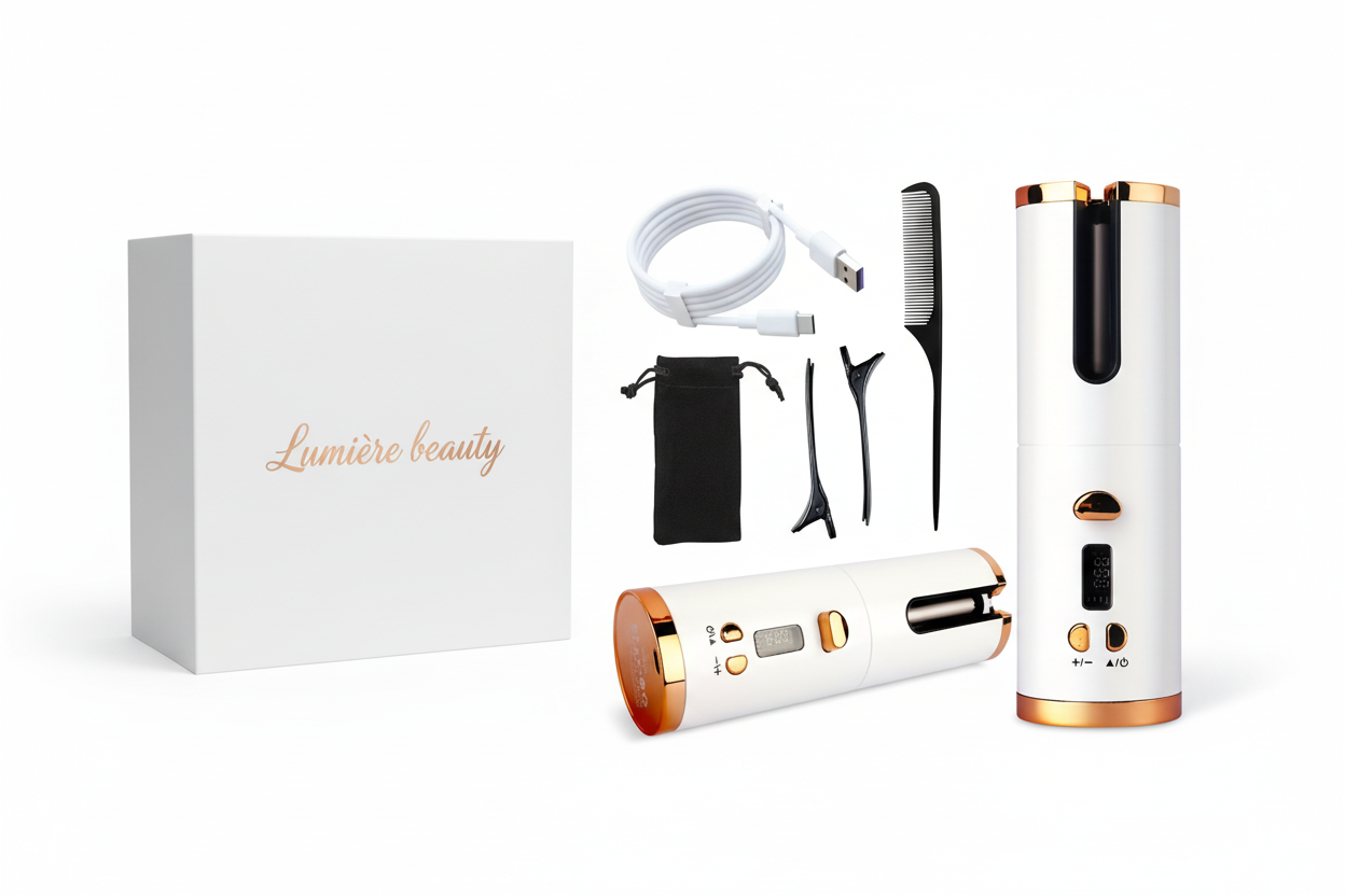 Curling iron with clean Lumiere beauty box