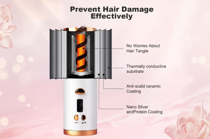 Premium curling iron features graphic